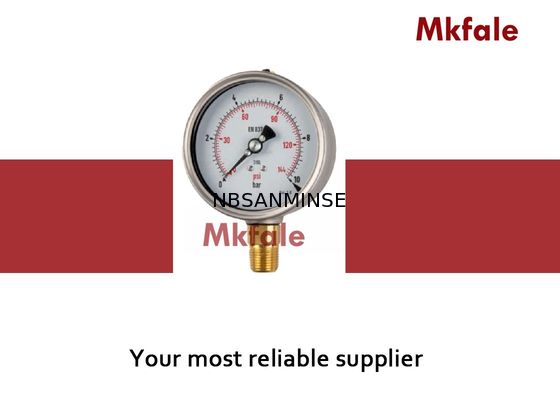 Латунной манометр соединения заполненный жидкостью с случаем штифта